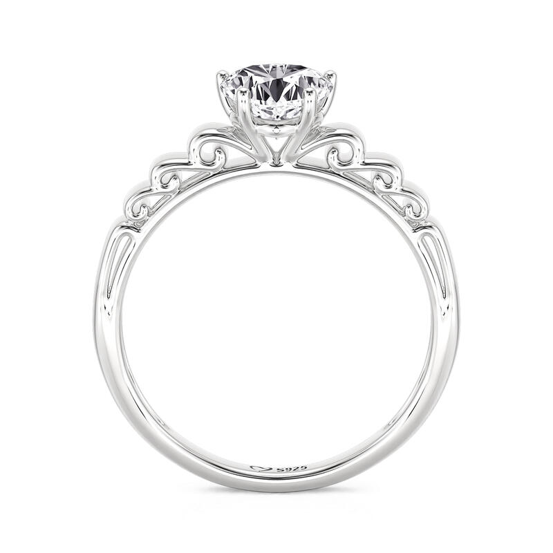 Jeulia Fashion Hidden Bow Heart Promise Ring Sterling Silver