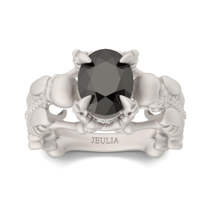 Jeulia Skeleton Oval Cut Sterling Silver Skull Ring