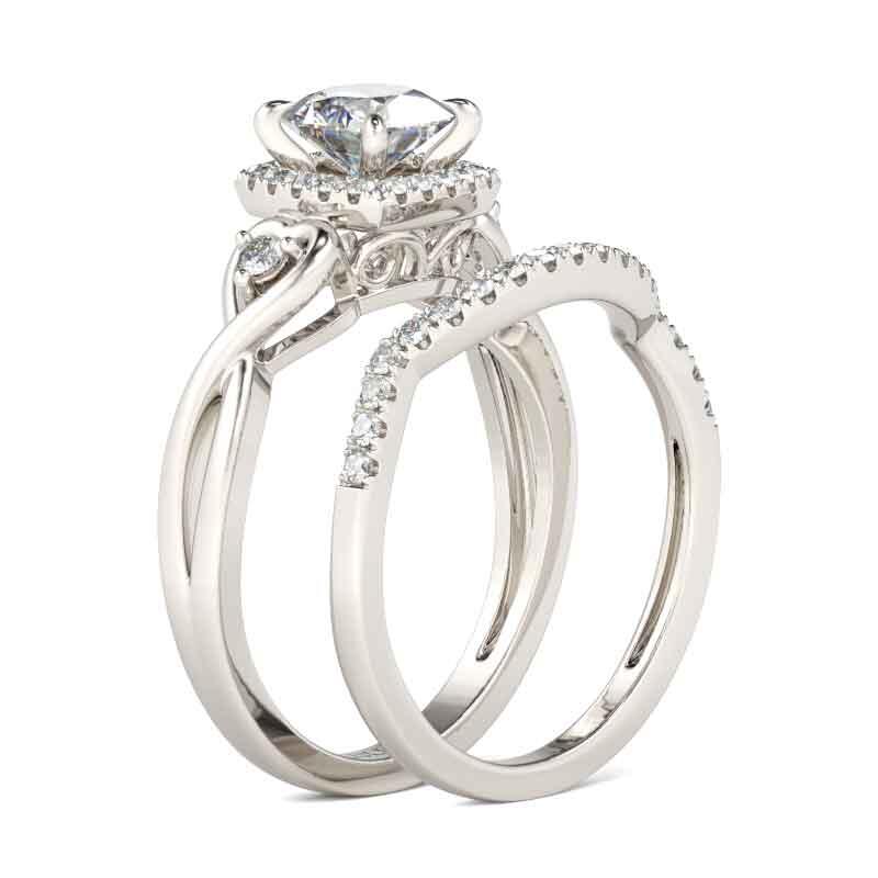 Anillo De Compomiso Con Halo De Corte Cojín En Plata 925 De Ley