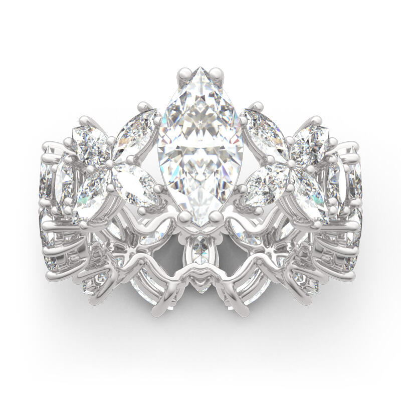 Jeulia Flower Marquise Cut Sterling Silver Ring