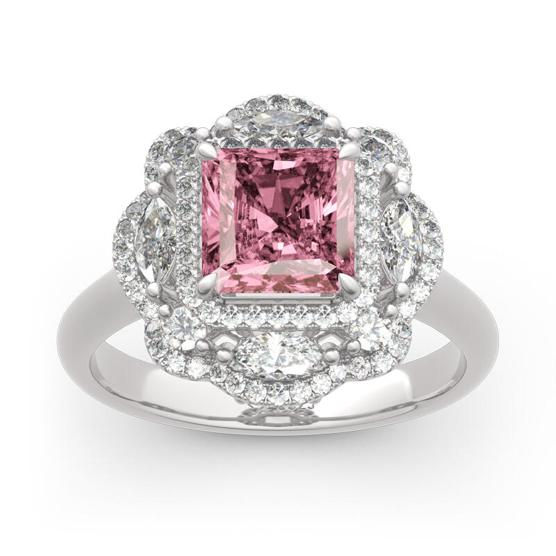 Jeulia Anillo de plata de ley con corte radiante floral