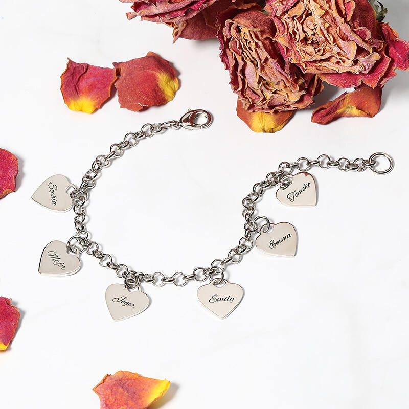 ハート チャーム 刻印 ブレスレット
