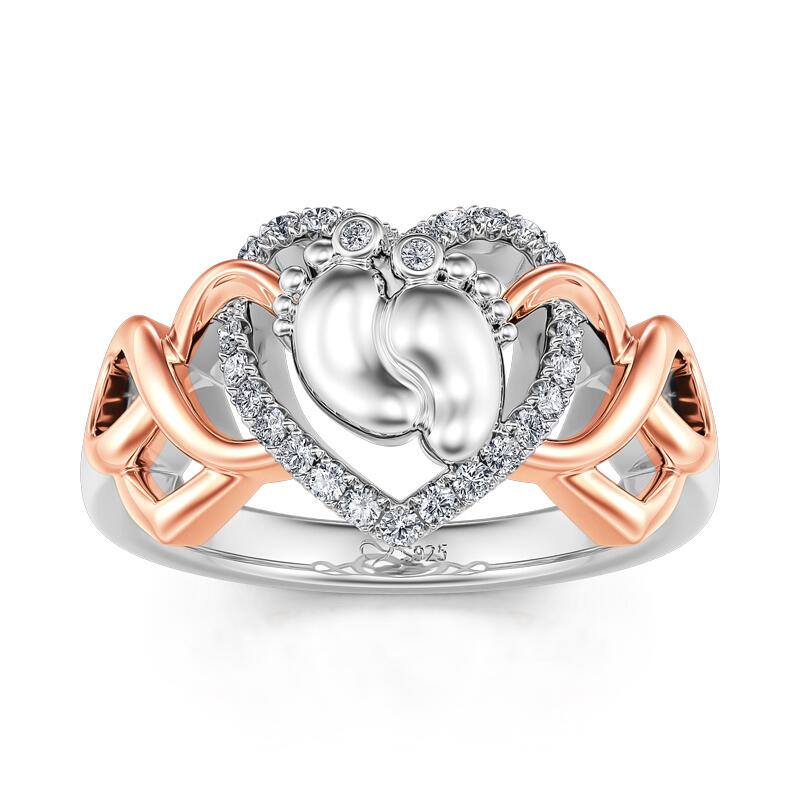 Jeulia "Baby's Footprints" Infinite Heart Sterling Silver Women's Band