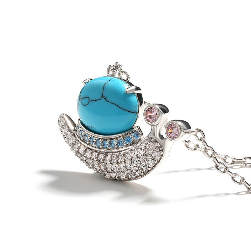 Jeulia 蝸牛 デザイン トルコ石 シルバー ネックレス