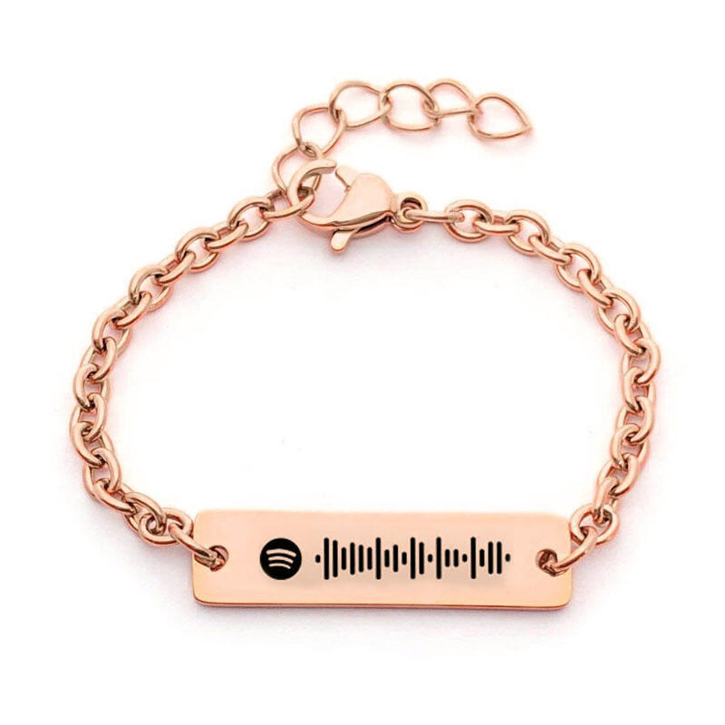 Jeulia Pulsera de acero inoxidable con código inicial de spotify escaneable