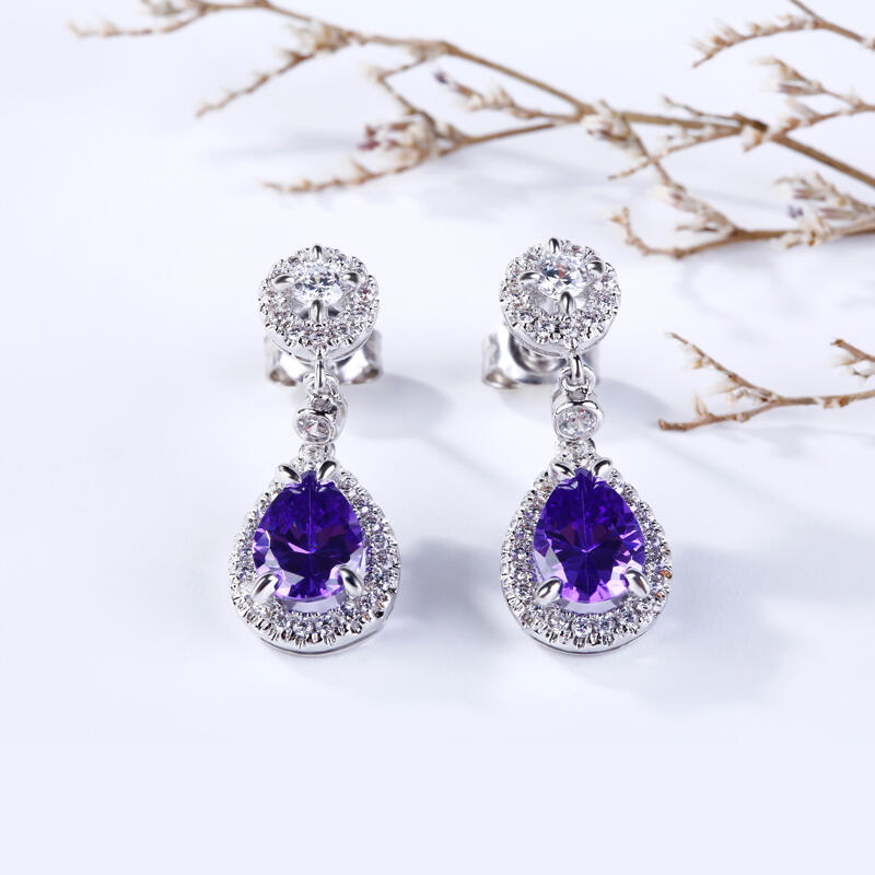 Jeulia Sincere Love Amethyst Sterling Silver Jewelry Set