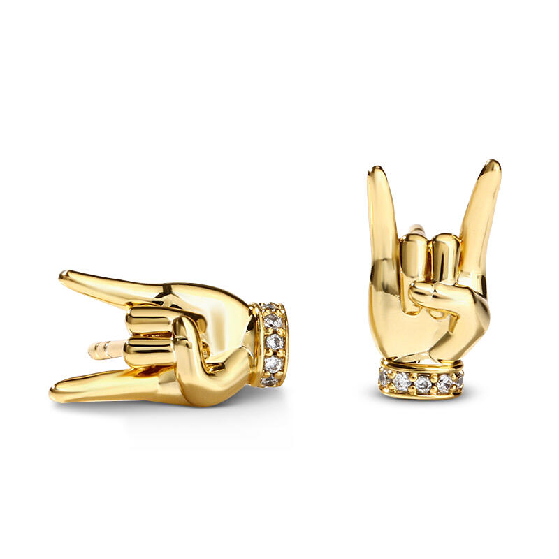 Jeulia "Rock and Roll" Gesture Sterling Silver Earrings