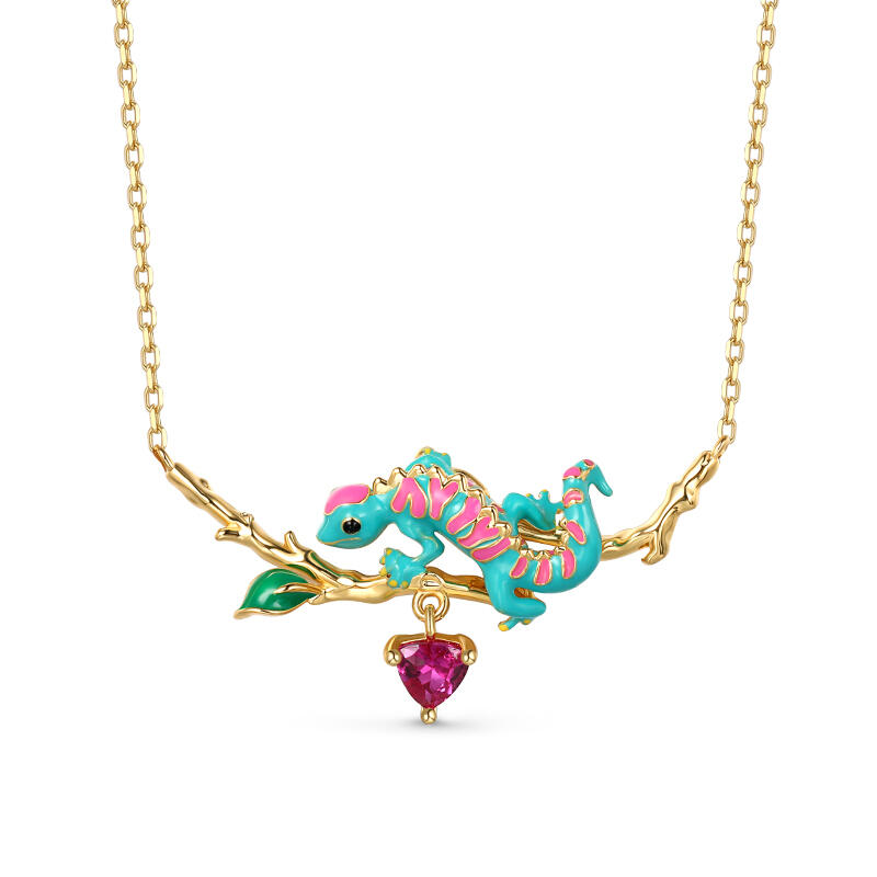 Jeulia "Sensitive Soul" Chameleon Enamel Sterling Silver Necklace