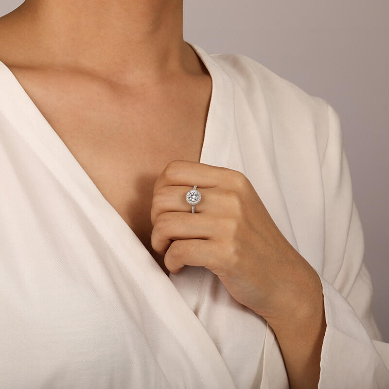 "You Are the One" Round Cut Halo Engagement Ring