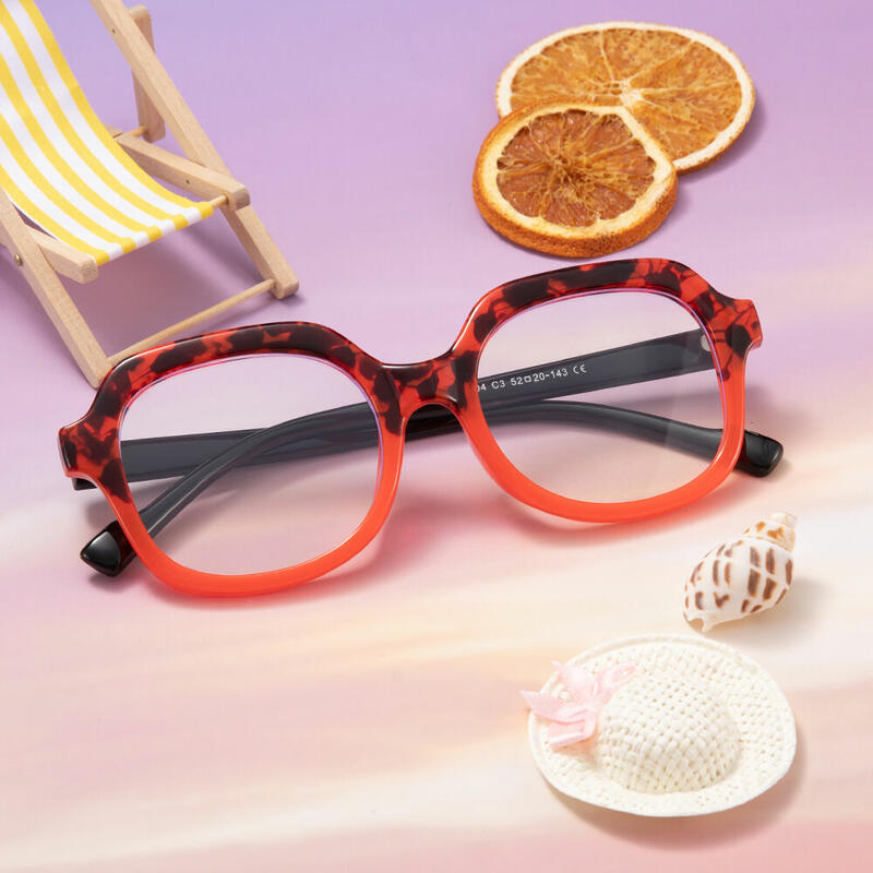 Gemma Geometric Red Glasses