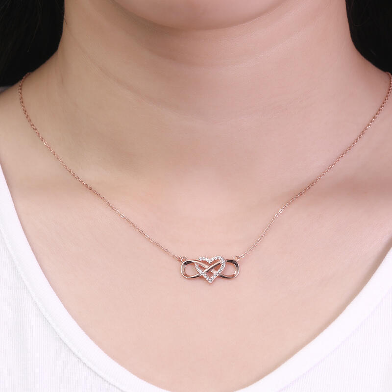 Jeulia "You Complete Me" Infinity Love Heart Sterling Silver Necklace