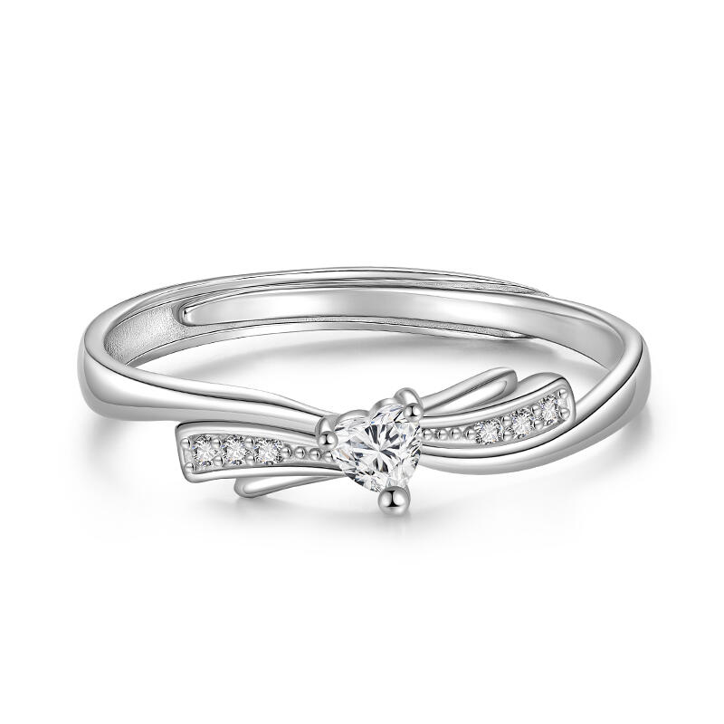 Jeulia Women's Knot Heart Wedding Band Adjustable