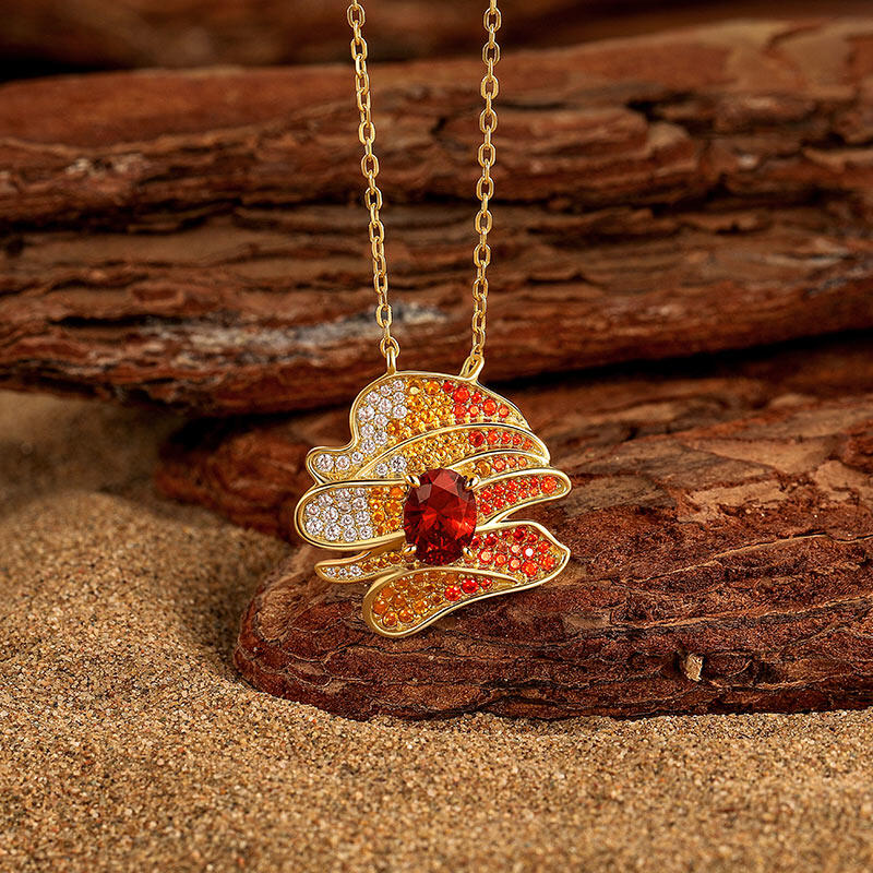 Jeulia x Leyla “Sunset Desert” Art Deco Golden Necklace Sterling Silver