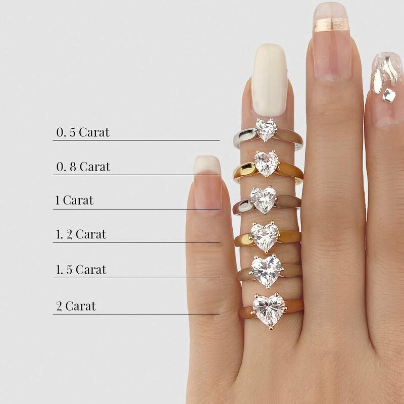 "Ich werde dich immer lieben" 0,8ct Herzschliff Solitär Verlobungsring