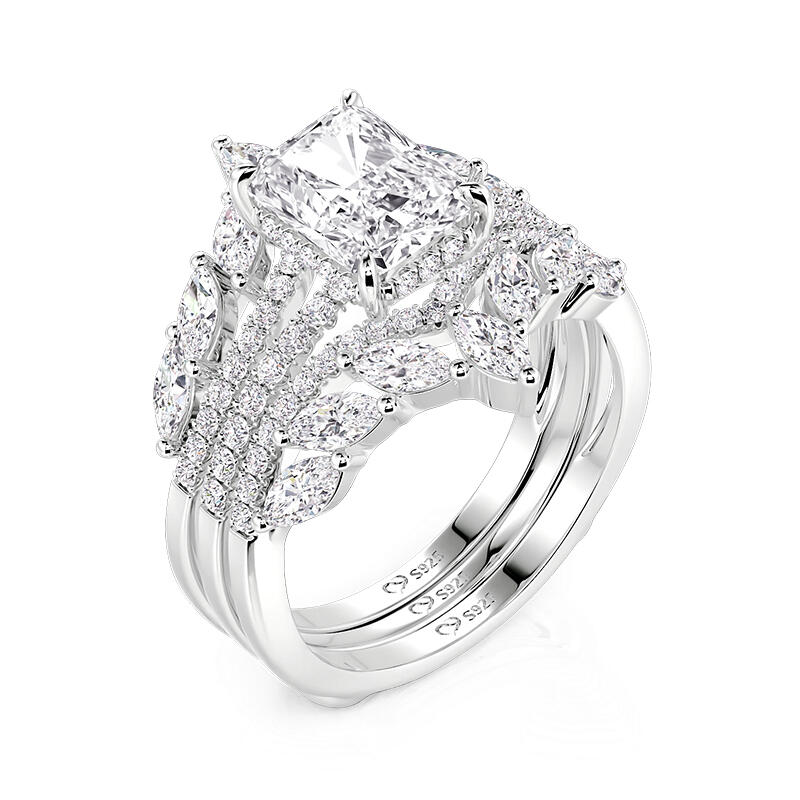 Jeulia Olivetta Symmetry Radiant Cut Enhancer Ring Set