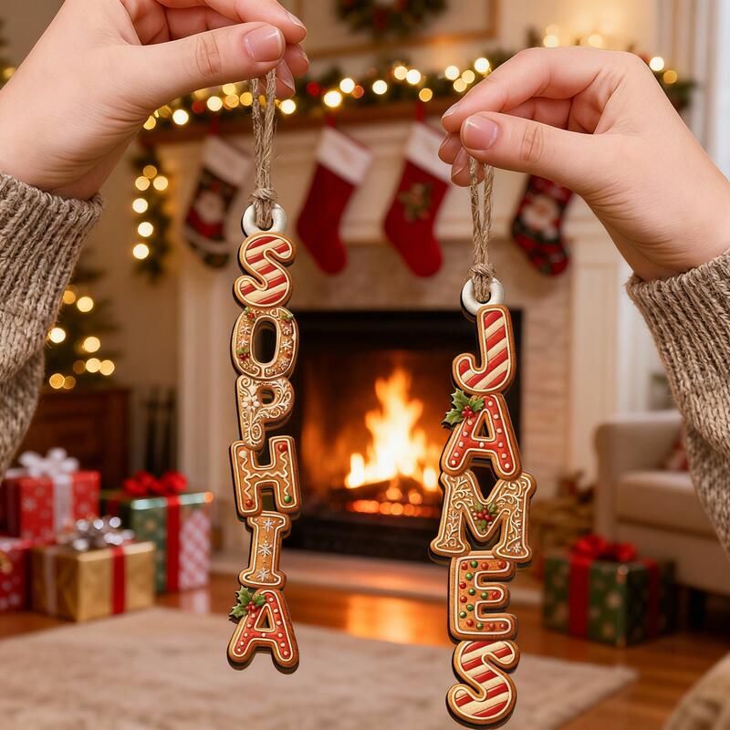 Personliga pepparkaksbokstavsdekorationer roliga julklappar