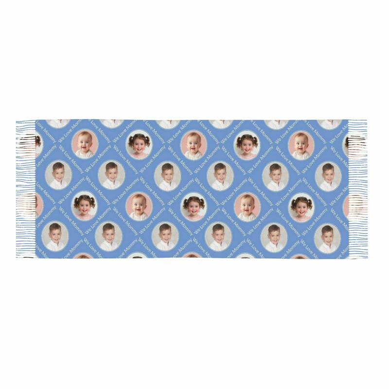 Anpassad halsduk med barnfoto Mjuk sjal Mors dag-present till mamma