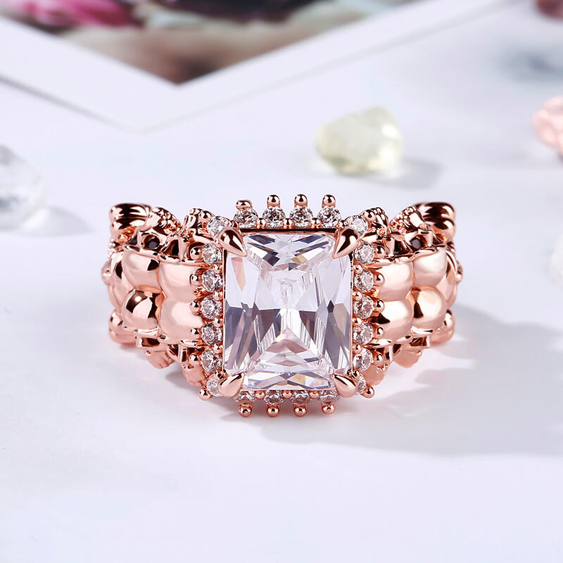 Jeulia Halo Radiant Cut Heart Sterling Silver Skull Ring