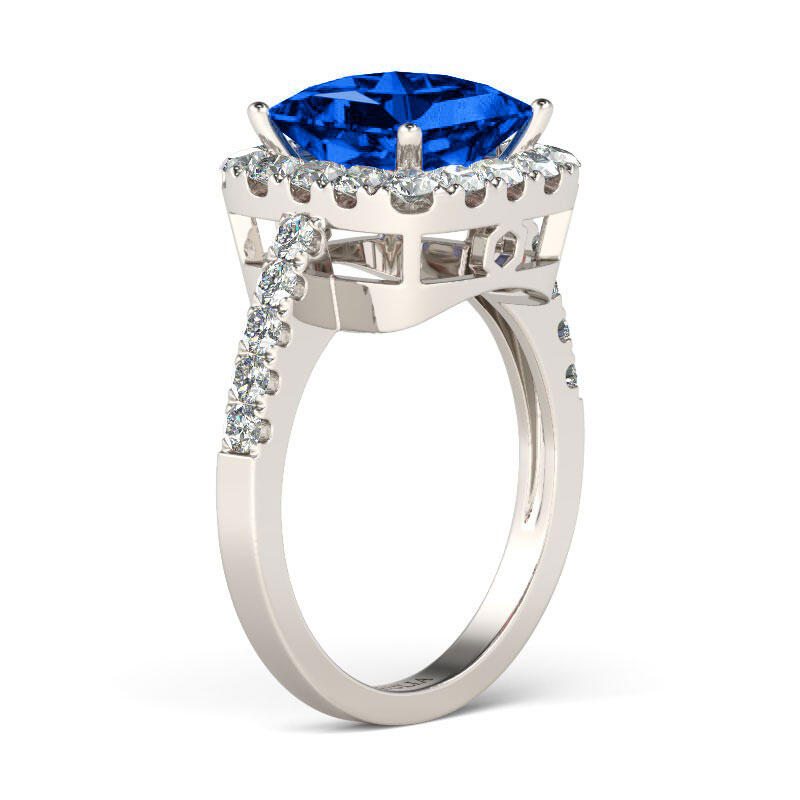 Jeulia Anillo Con Halo De Talla Princesa En Plata De Ley