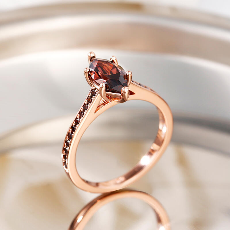 Jeulia "Tiempo libre" Anillo de plata esterlina talla marquesa