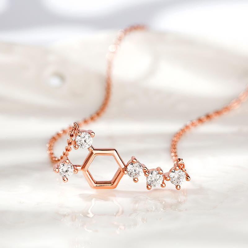 Jeulia "Share Your Pleasure" Geometric Hexagon Sterling Silver Necklace