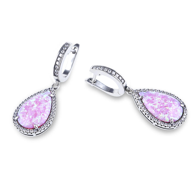 Jeulia Aretes Con Rosa-Púrpura de Ensueño de Ópalo