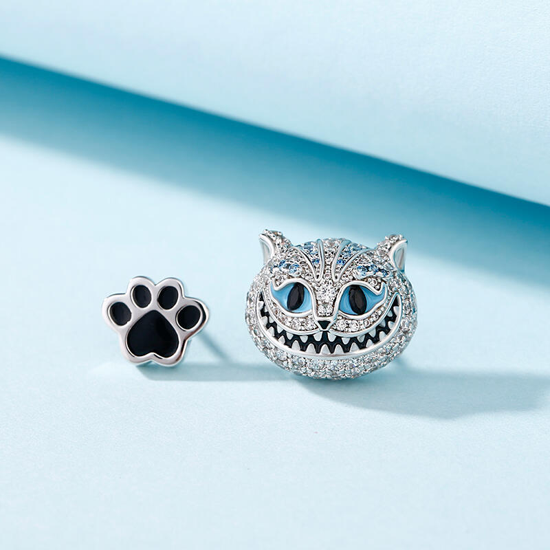Jeulia "Appear and Disappear at Will" Cat Asymmetric Sterling Silver Earrings