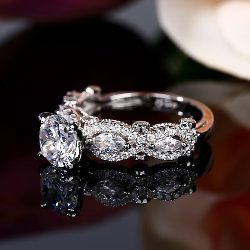 Jeulia Anillo Vintage de Plata de Ley de Corte Redondo