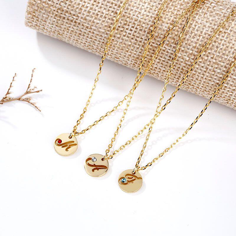 Jeulia Custom Initial Coin Pendant Necklace in Sterling Silver