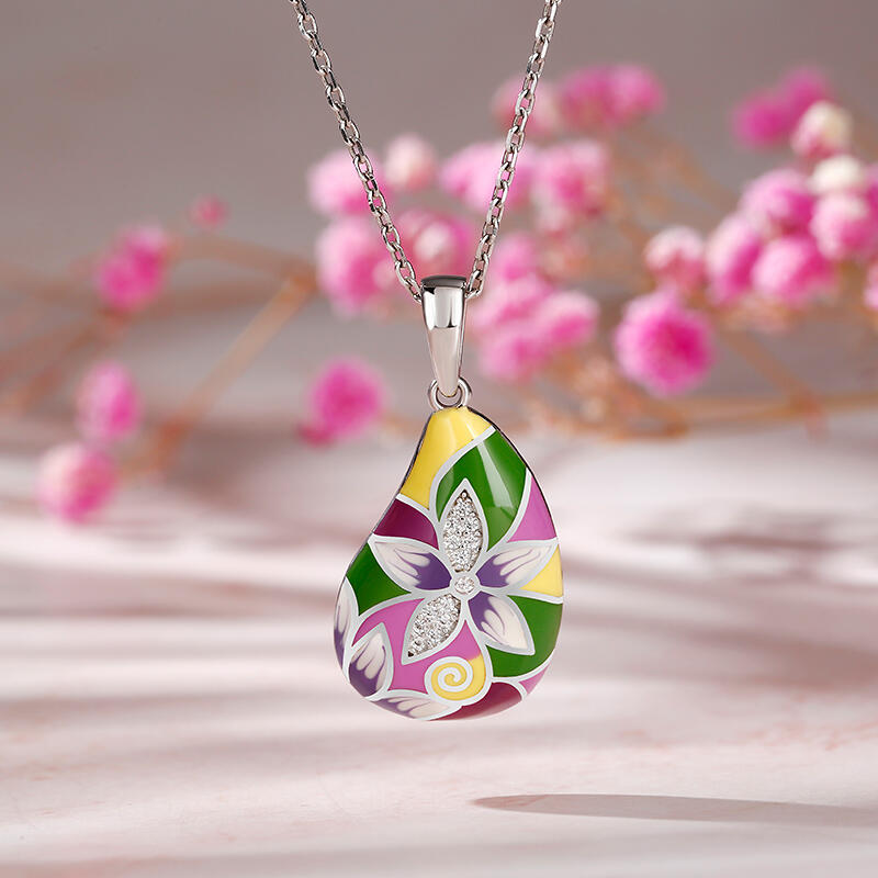 Jeulia Conjunto de Joyas de Esmalte Multicolor de Plata de Ley