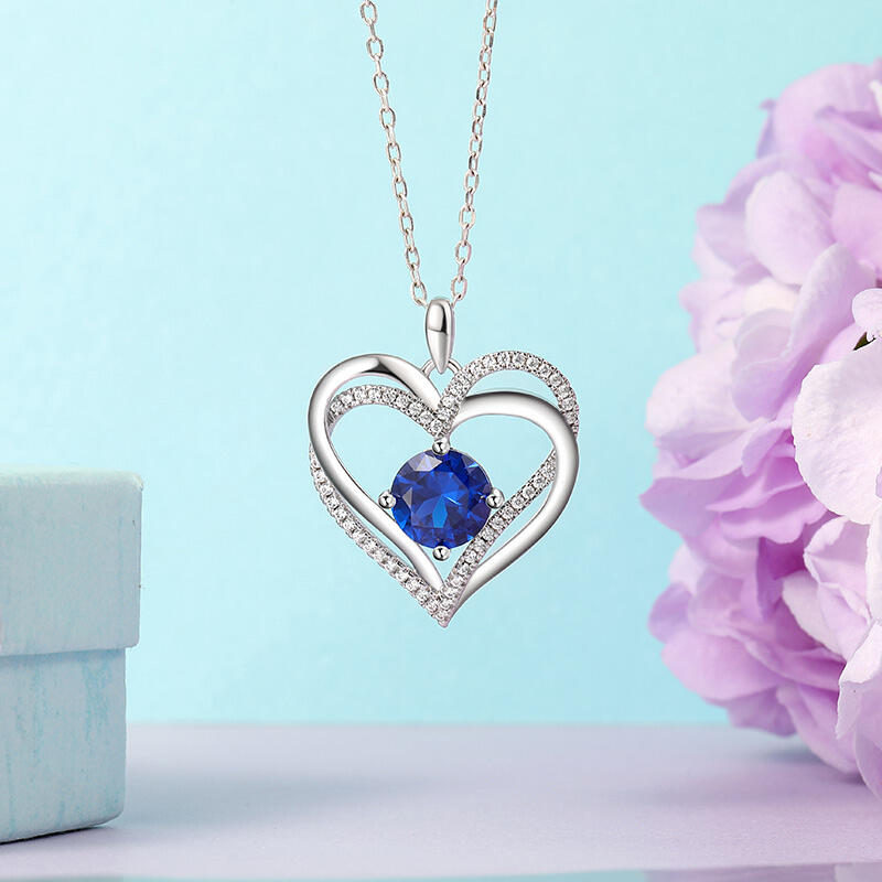 Jeulia Collar Personalizado Amor Eterno Doble Corazón con Piedra de Nacimiento