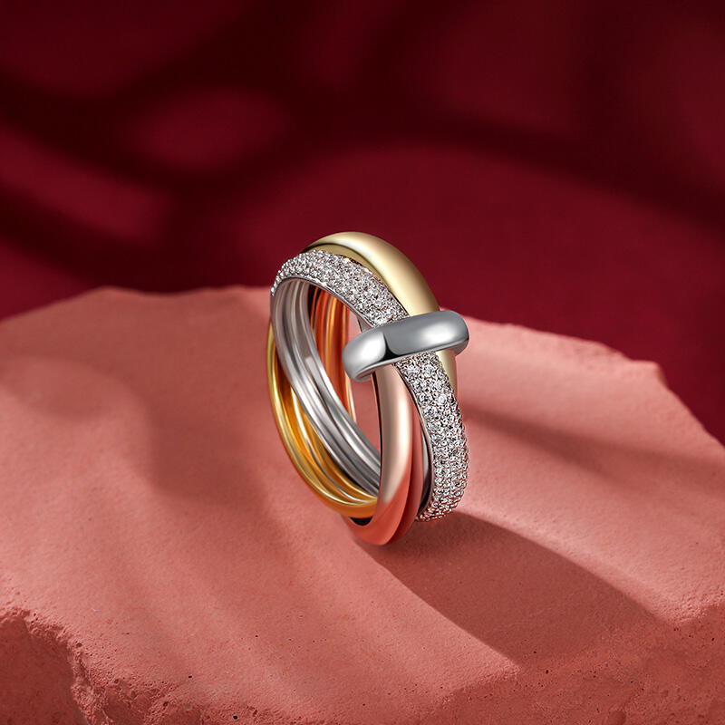 Jeulia Simple Trinity Wedding Band Sterling Silver