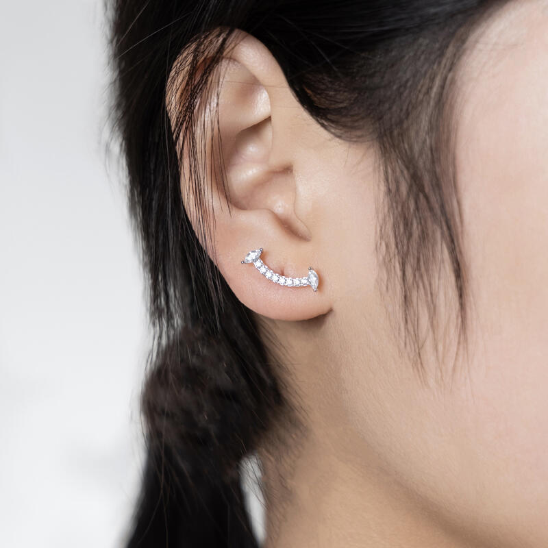 Jeulia Pendientes de Mode Mujer Forma de Sonrisa de Plata Esterlina