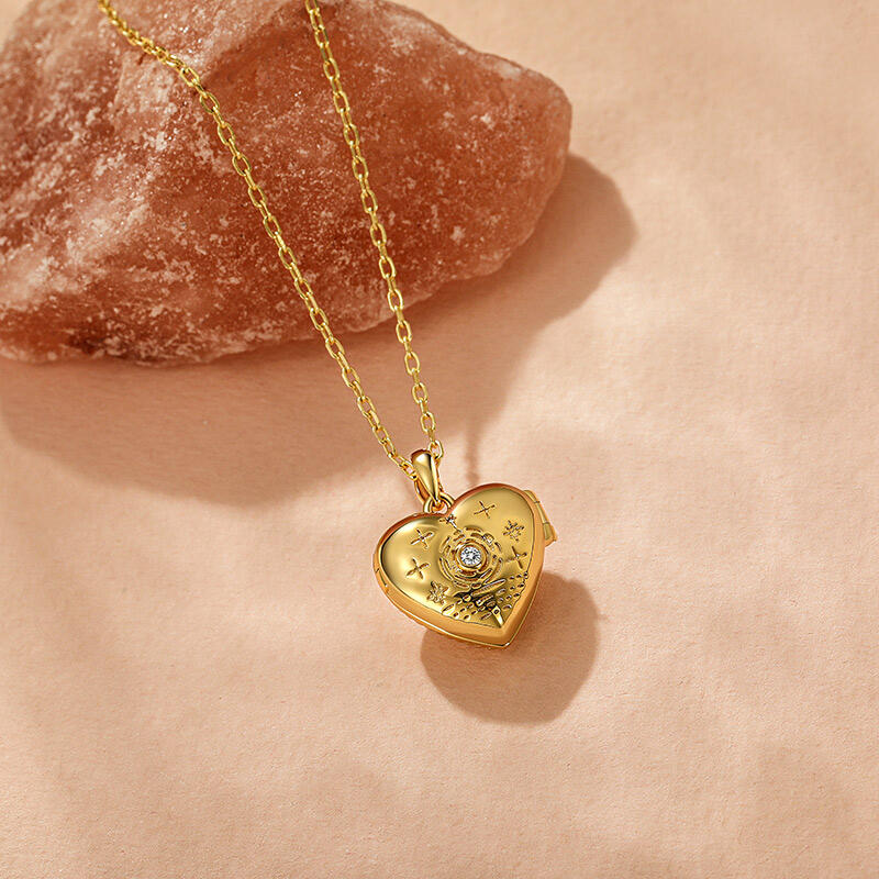 Jeulia Custom Double Sided Engraved Heart Photo Locket Necklace