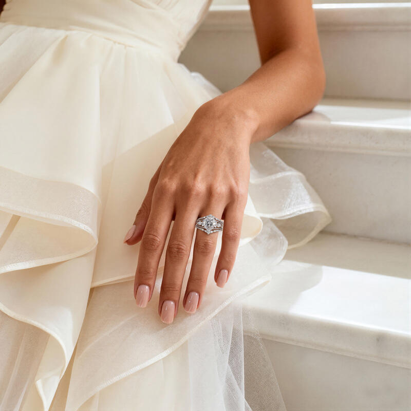 Jeullia Vintage Pear Cut V-Shaped Bridal Set Sterling Silver