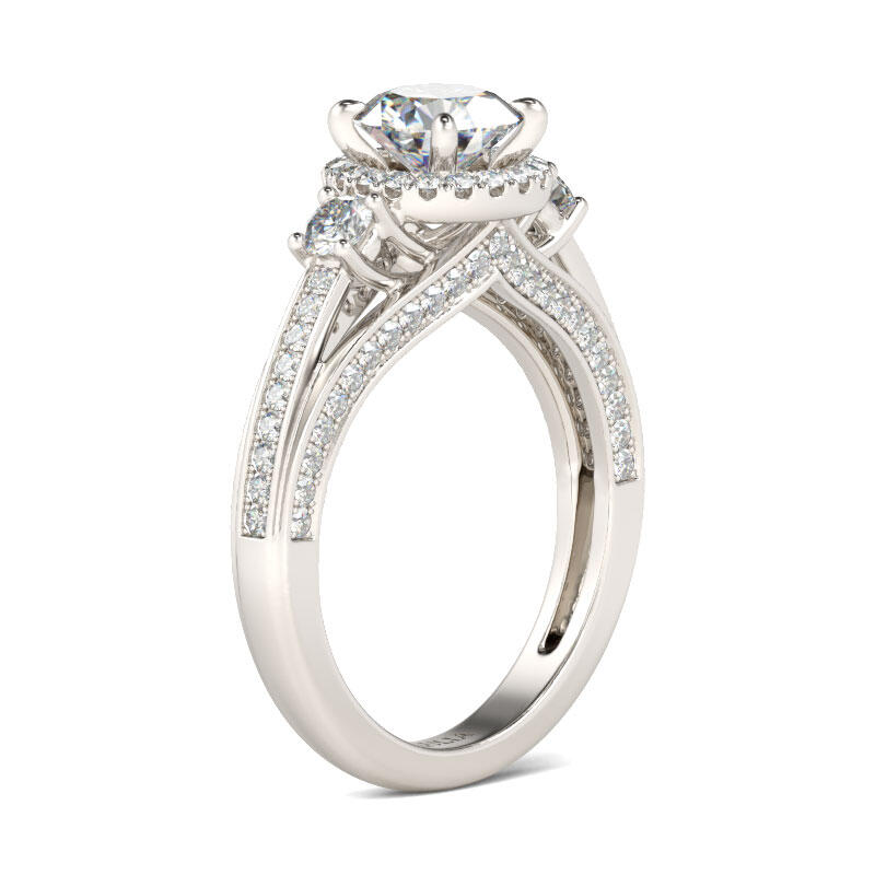 Jeulia Classic Halo Round Cut Sterling Silver Ring