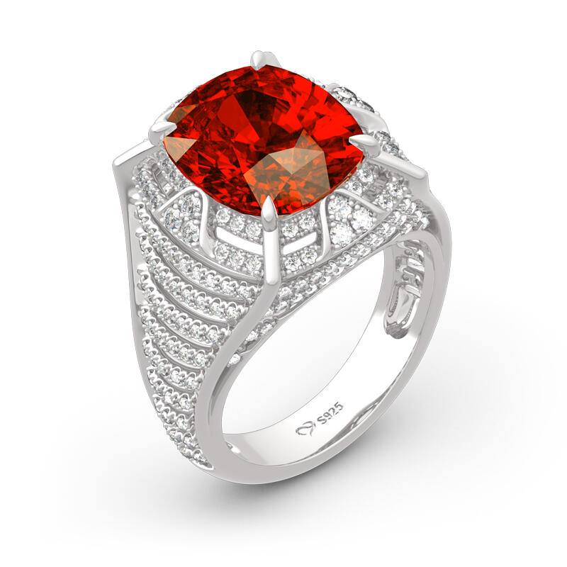 Jeulia "The Southern Shining Pyramid" Egyptian Pyramids Cushion Cut Sterling Silver Ring