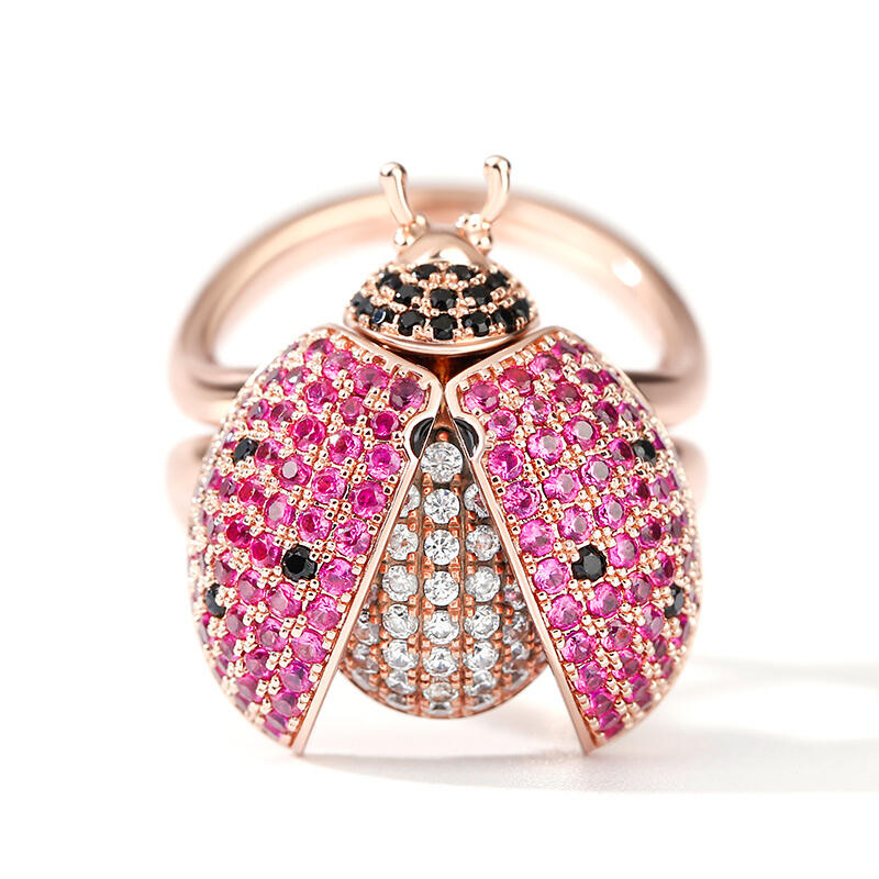 Jeulia "Flying Ladybug" Movable Sterling Silver Ring