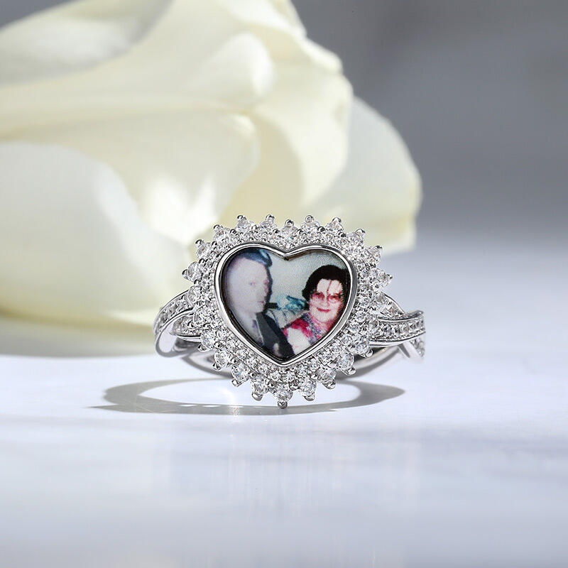 Jeulia "Unstoppable Love" Sterling Silver Personalized Photo Ring