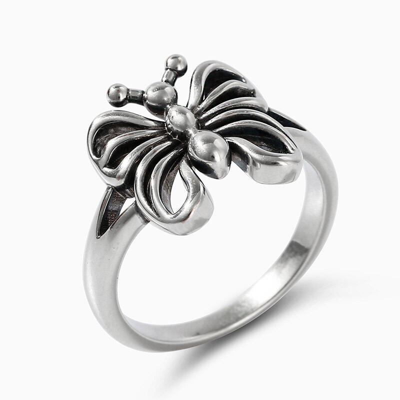 Jeulia Anillo gótico de mariposa de plata de ley