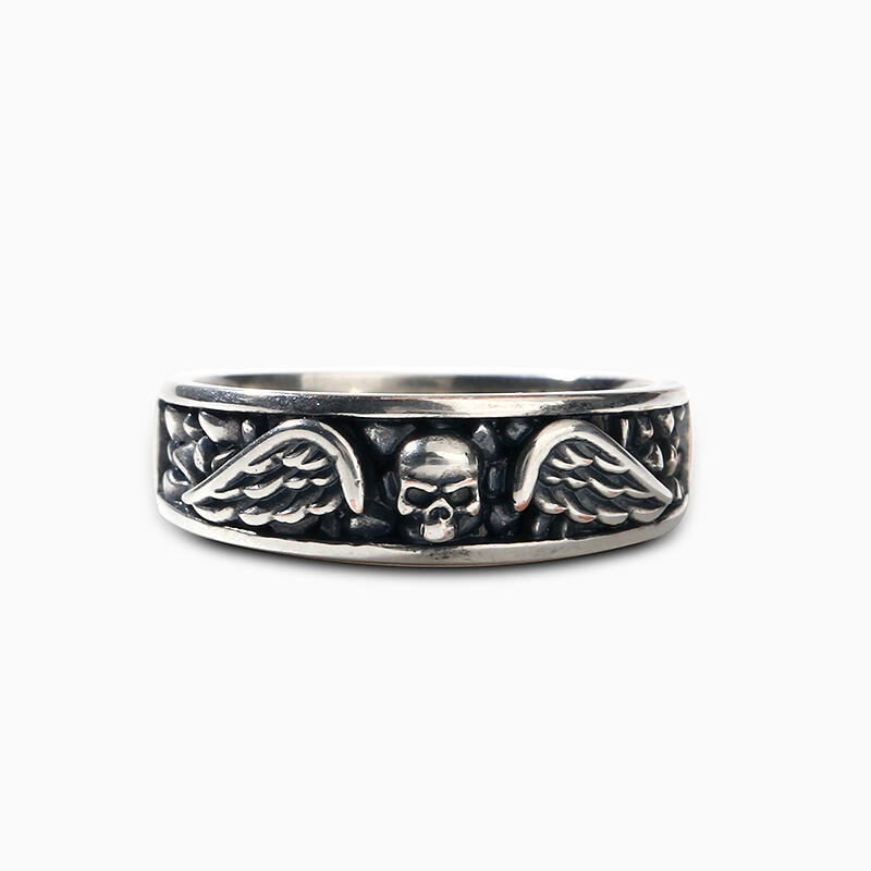 Jeulia "Flying Skull" Wing Sterling Silver Band