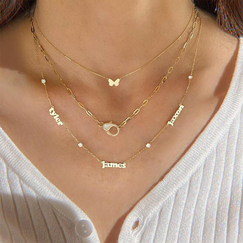 Jeulia "Lobster Clasp" Custom Color Sterling Silver Round Cut Link Chain Necklace