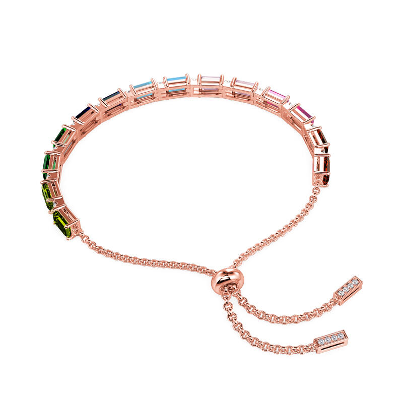 Jeulia Rainbow Emerald Cut Sterling Silver Tennis Bracelet