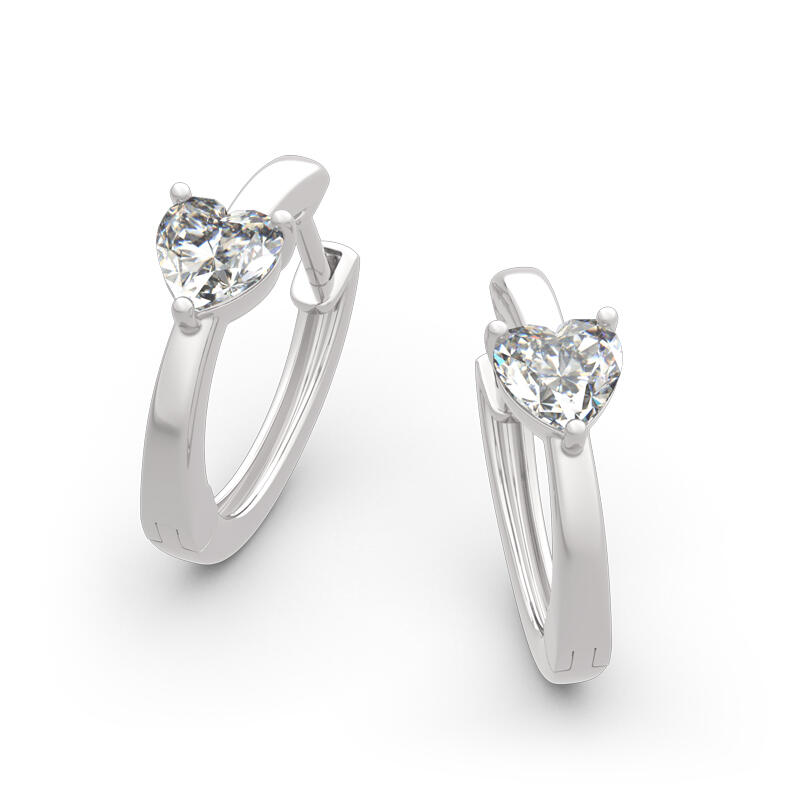 Jeulia "Forever Lasting" Heart Cut Sterling Silver Hoop Earrings