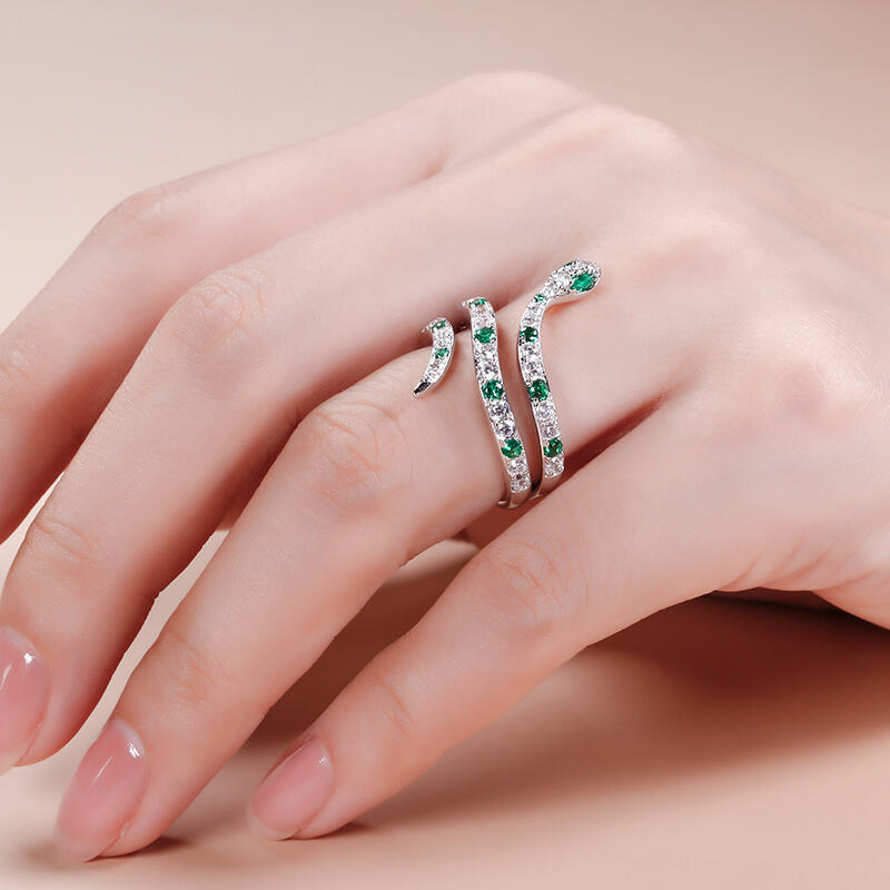 Jeulia Snake Shape Sterling Silver Cocktail Ring