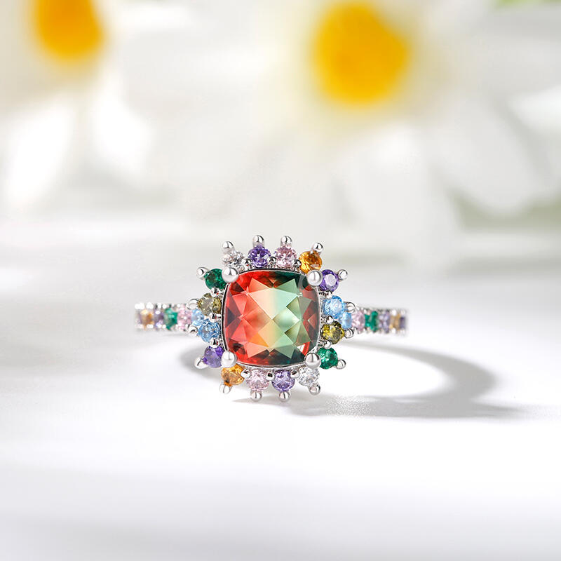 Jeulia "Blazing with Color" Sterling Silver Jewelry Set