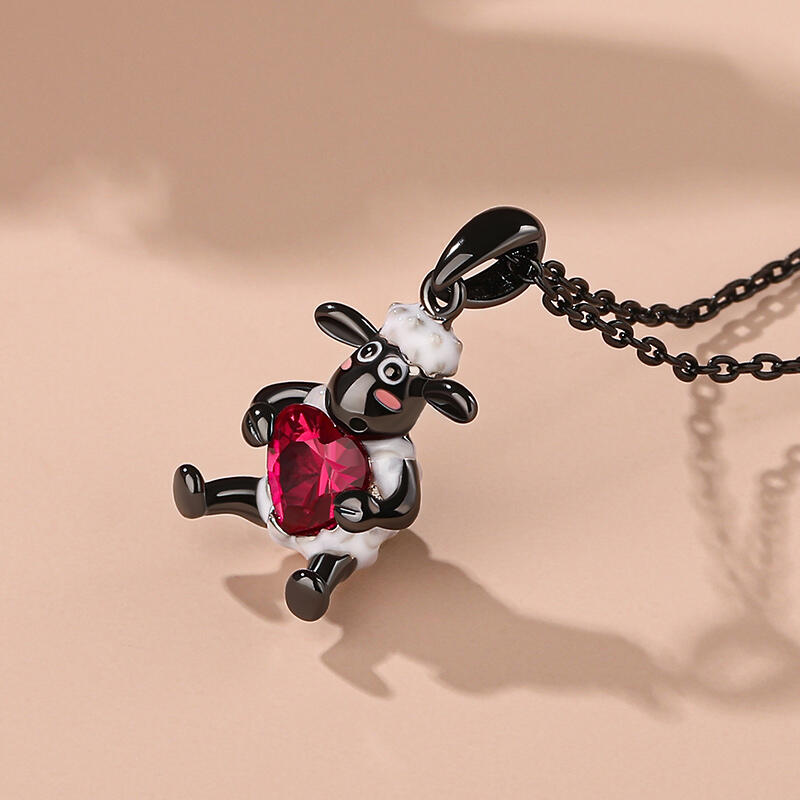 Jeulia Hug Me Collar de plata de ley con forma de corazón diseño de oveja