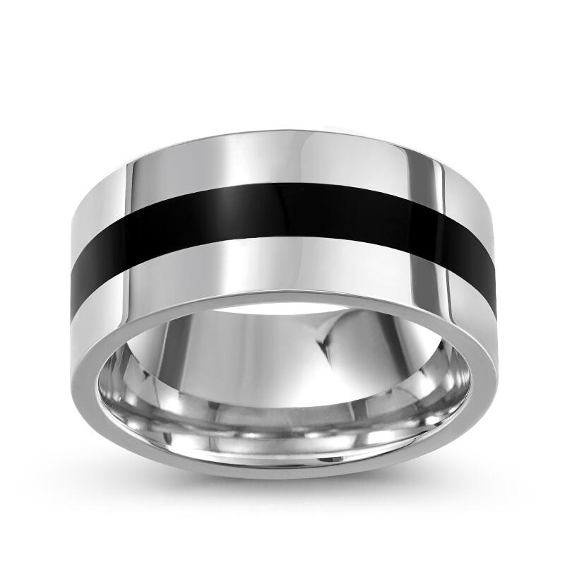 Jeulia Polished Two Tone Titanium Steel Men's Band