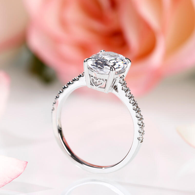 Jeulia Anillo de con corte oval ovalado para mujer de plata de ley