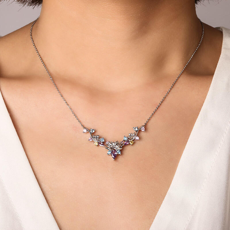 "Tender in The Night" Pear Cut Cluster Necklace
